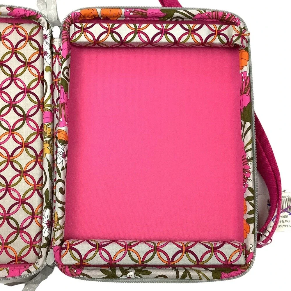 Vera Bradley Tea Garden Pink Floral Hard Shell Mini Laptop ipad Case Bag Quilted